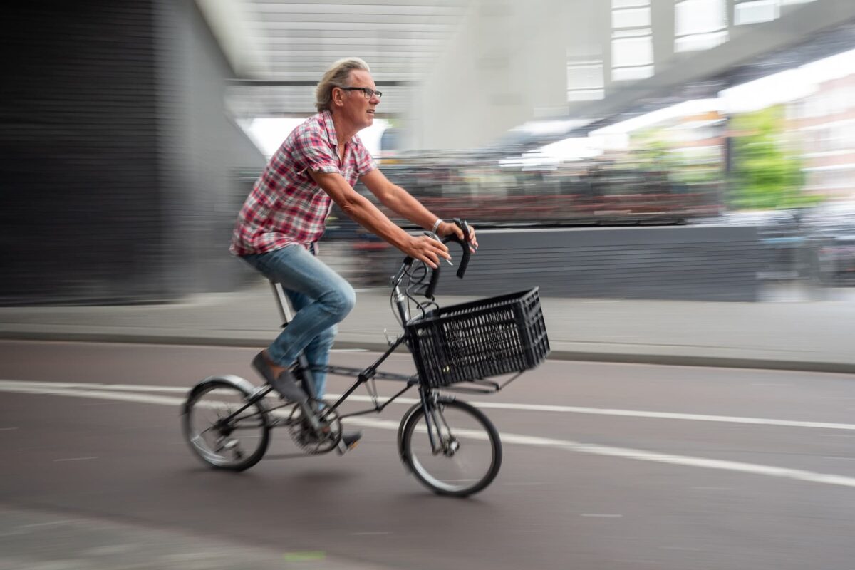 Man on a Folding Bicycle
