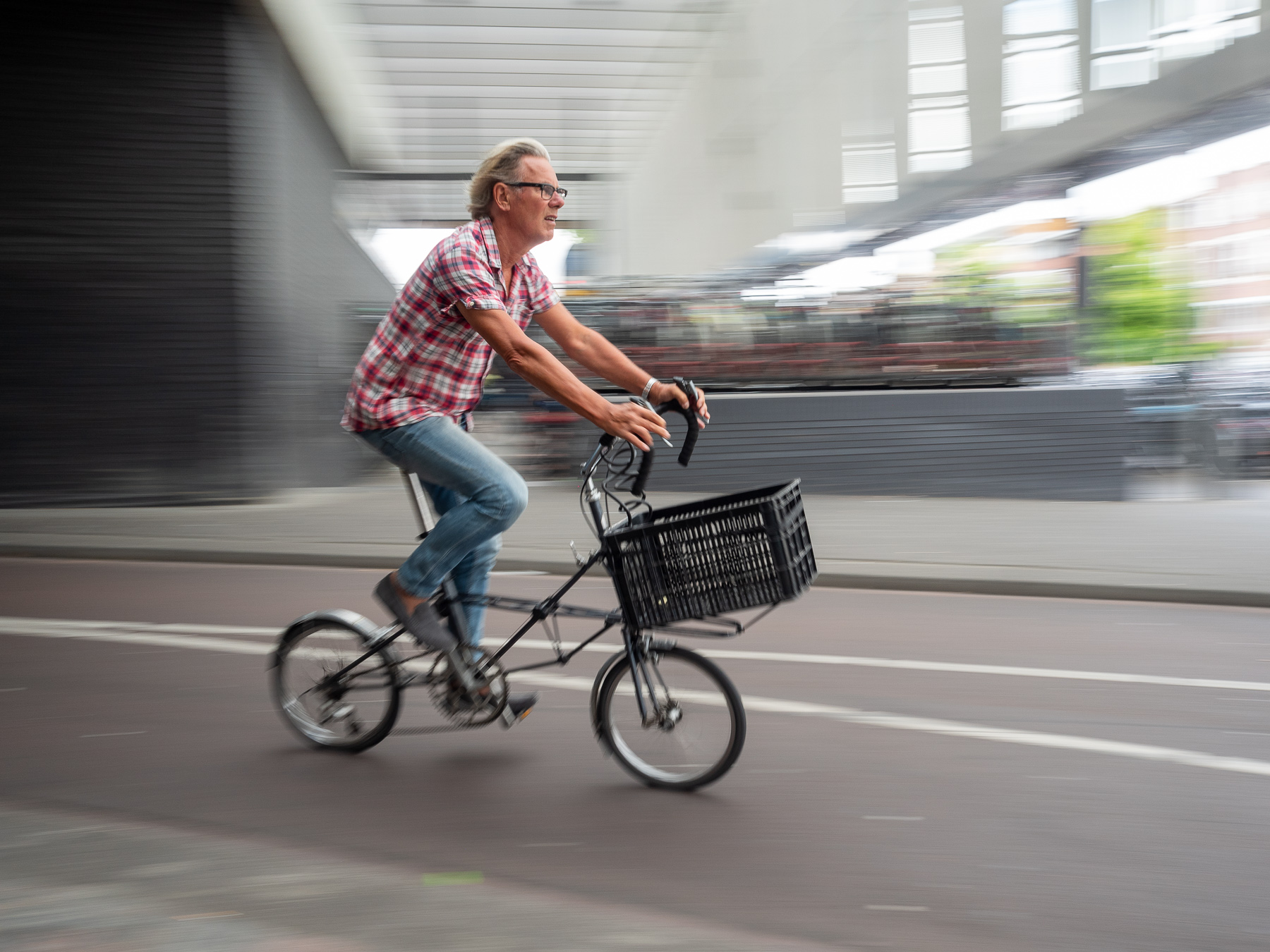 Man on a Folding Bicycle