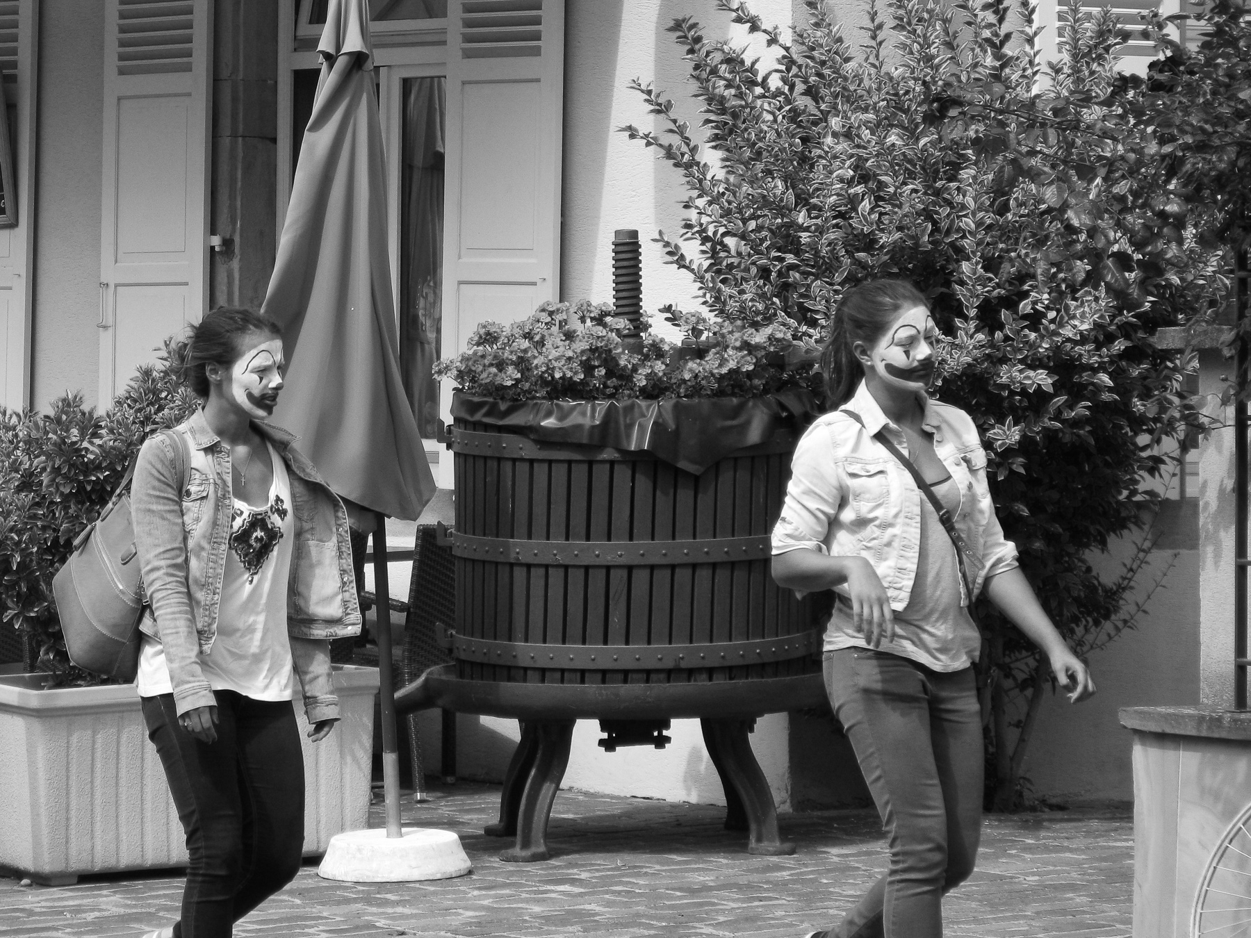 Young Women with Clown Faces